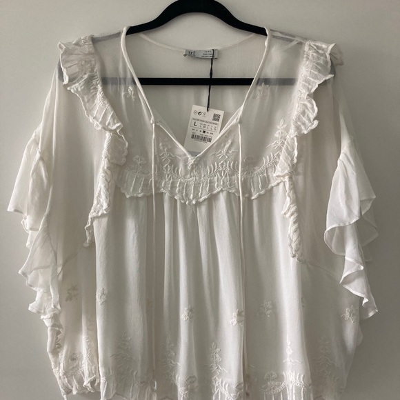 Zara Short Sleeve Flouncy Blouse